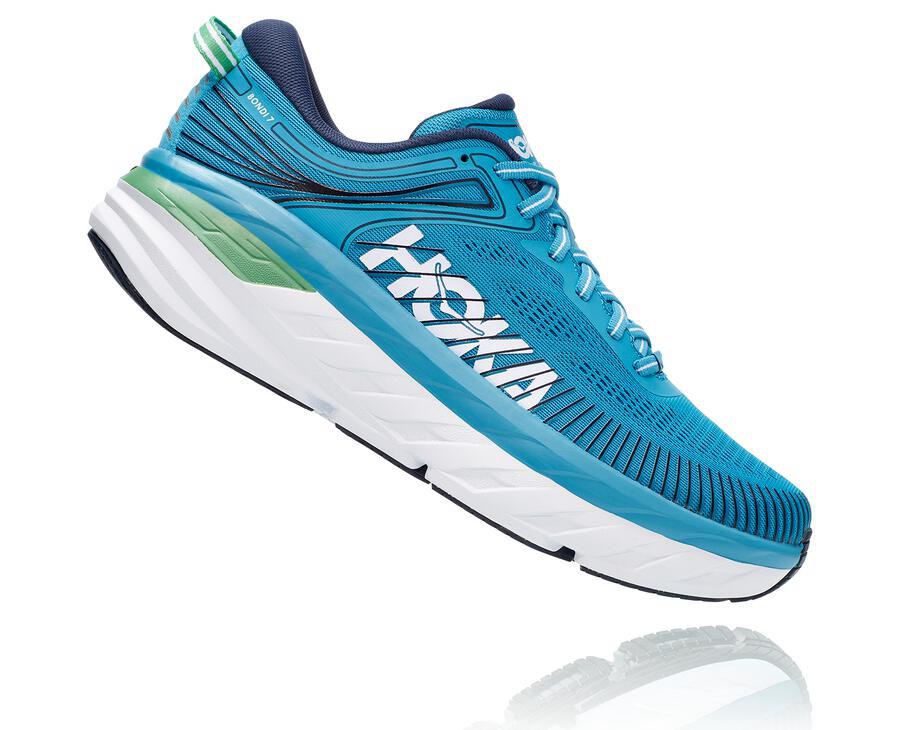 Hoka One One Løbesko Herre - Bondi 7 - Blå/Hvide - 549617HFU